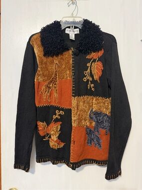 Vintage Victoria Harbour Patchwork Animal Sweater / Cardigan - Size Small.